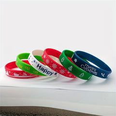 Colorful Rubber Bracelet 6 Pack Christmas Elements Gift