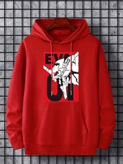 Men's Casual Mechanical Monster Print Hooded Sweatshirt