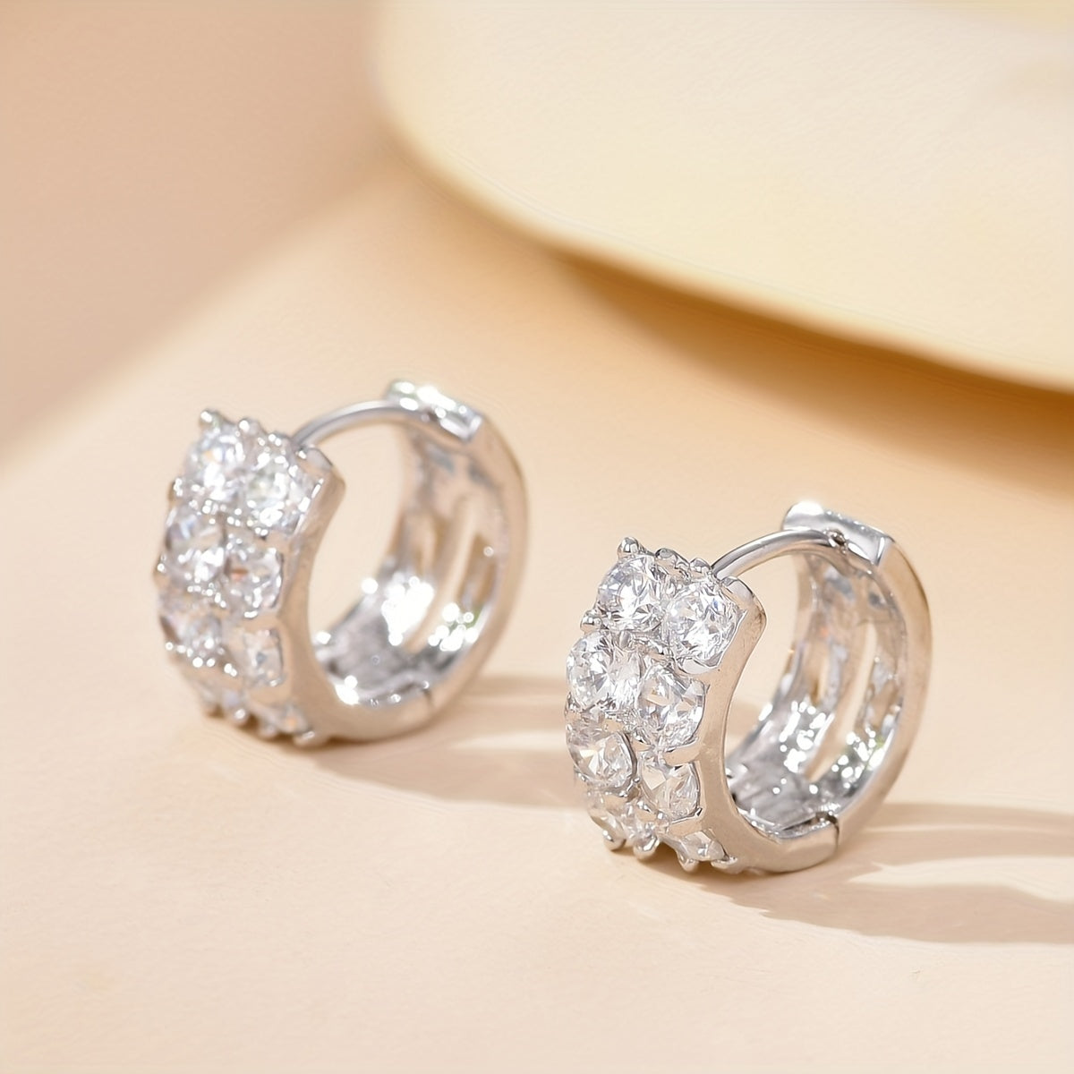 Double Row Sparkle Silver Earrings for Women