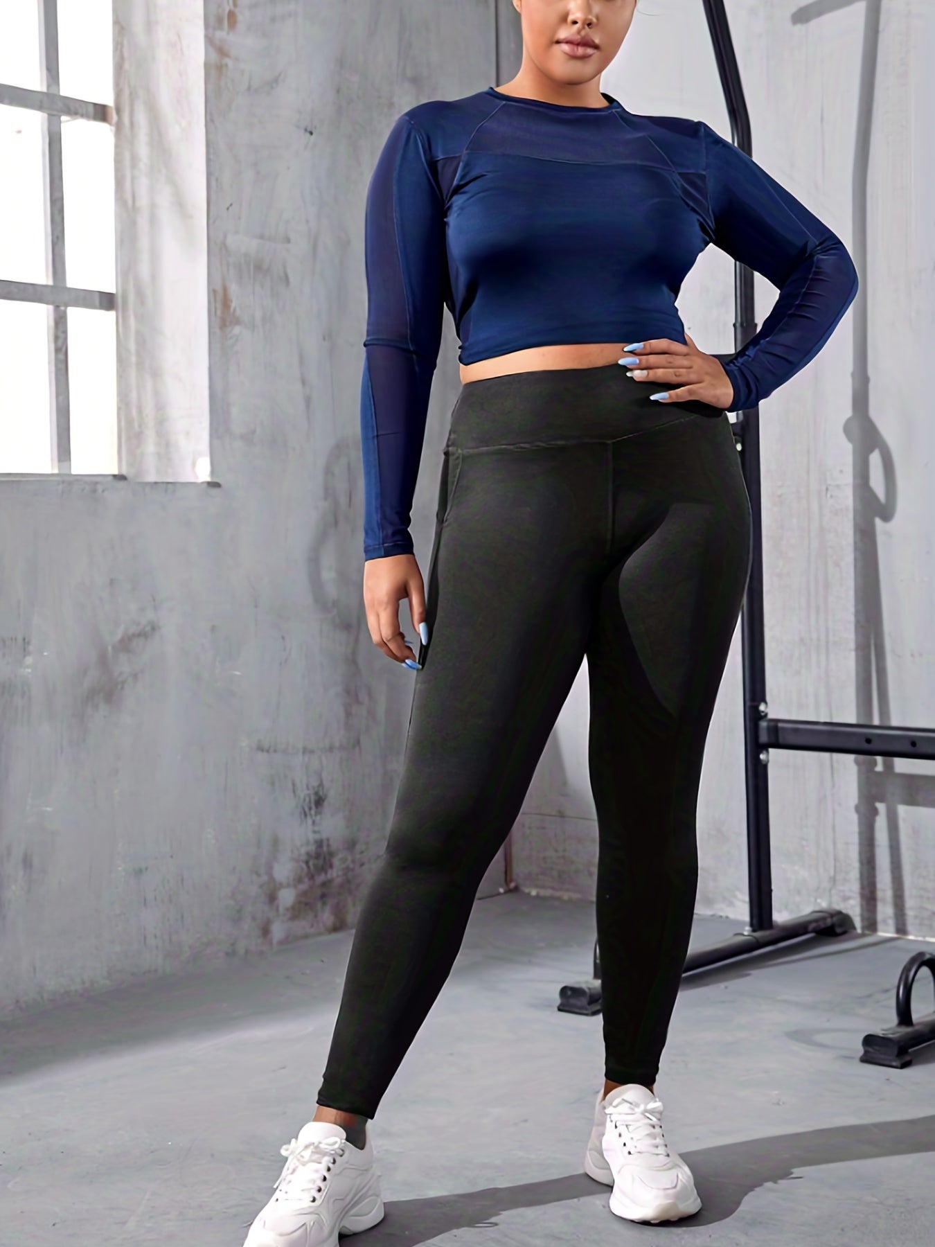 Sports Leggings Women's Plus Plain Pipping Skinny Leggings