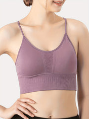 Criss Cross Back Sports Bra Comfy & Breathable Yoga Wireless Bra