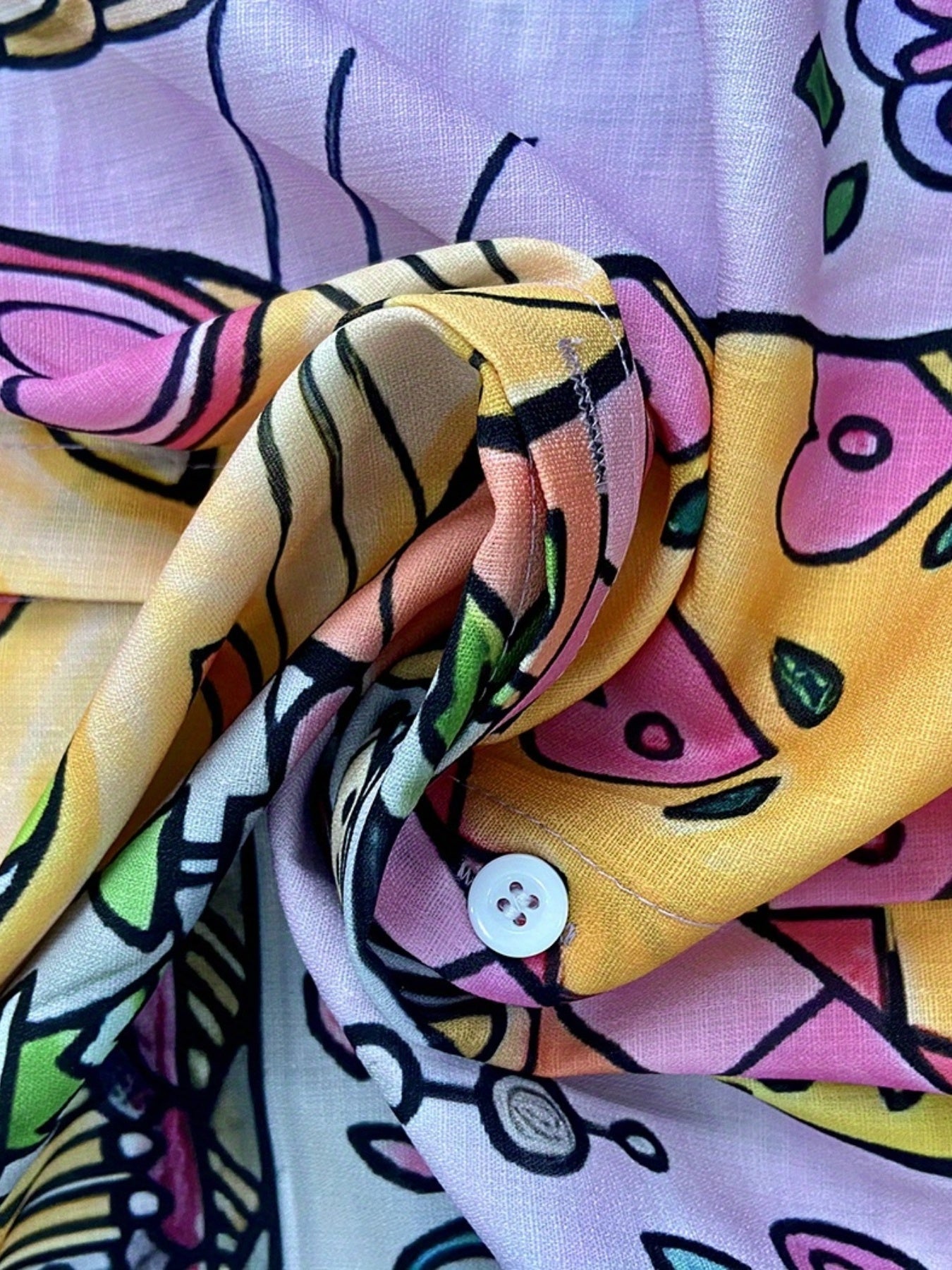 Men's Cat Print Casual Button-Up Shirt