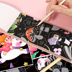 19pcs Scratch Print Notebook DIY Hand Scratchprint Fun Graffiti Colorbook