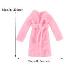Plush Pajamas & Bow Bathrobe Set for 11.5" Girl Dolls