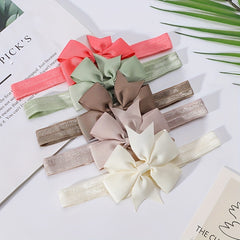 5pcs Set Bowknot Hairbands Soft Nylon Headbands for Baby Girls