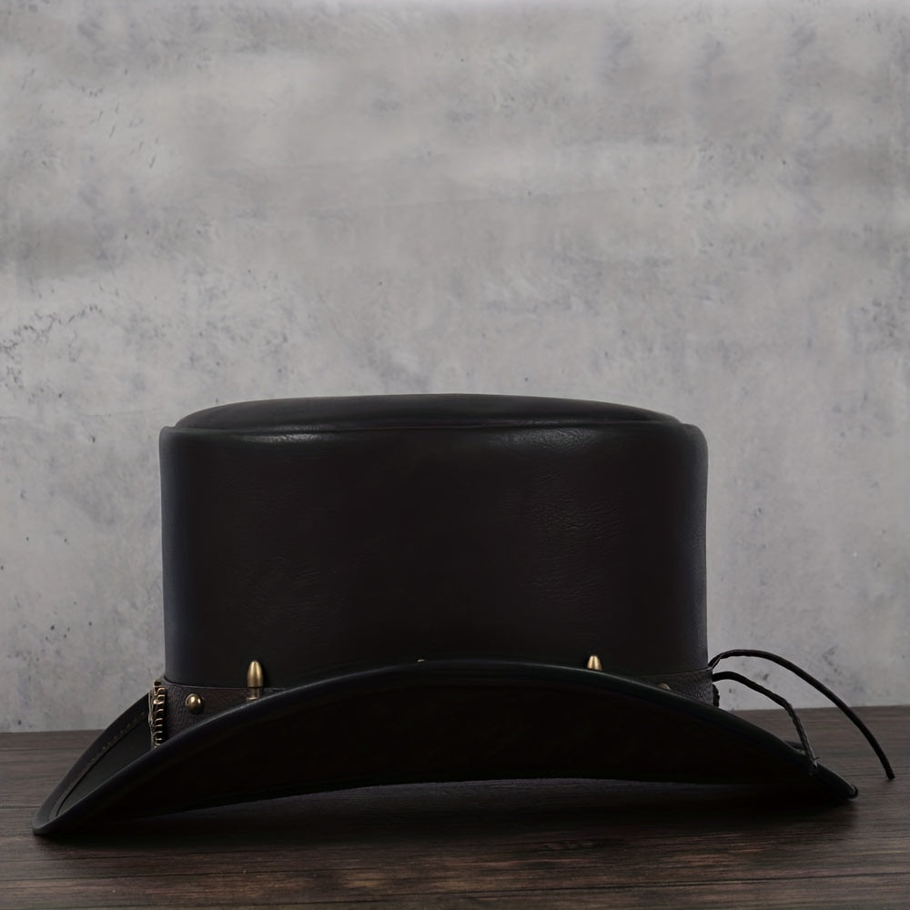 Leather Top Hat President Traditional Fedoras Magician Steampunk Cosplay Cap