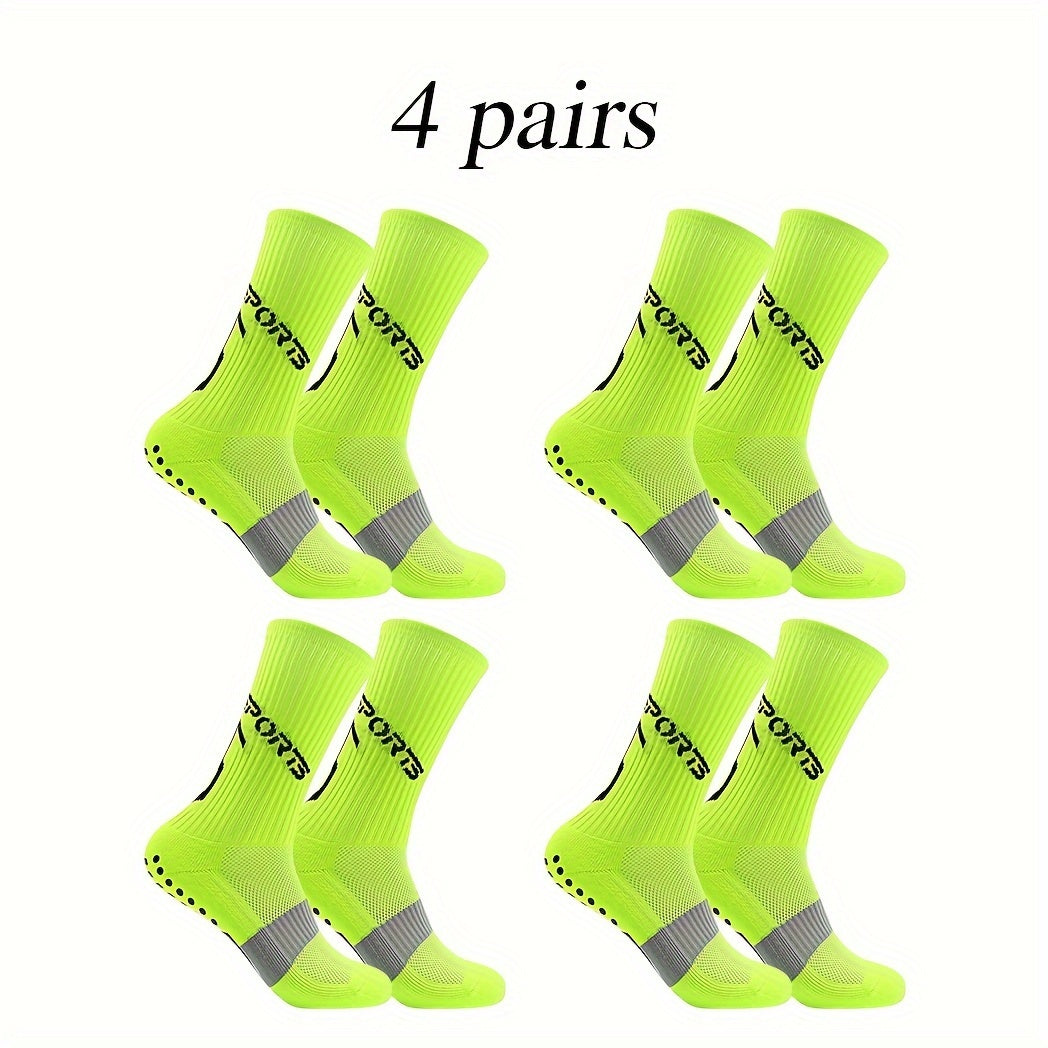 4 Pairs Athletic Anti-slip Football Socks For Men And Women