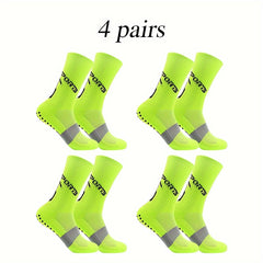 4 Pairs Athletic Anti-slip Football Socks For Men And Women