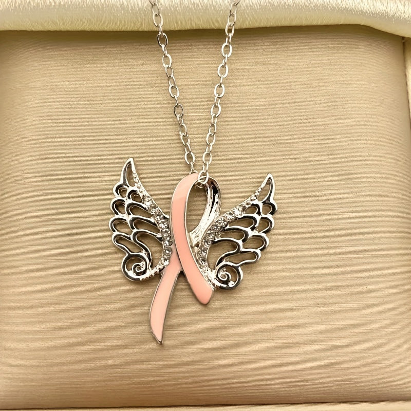 Rhinestone Wings Knot Pendant Necklace for Girls