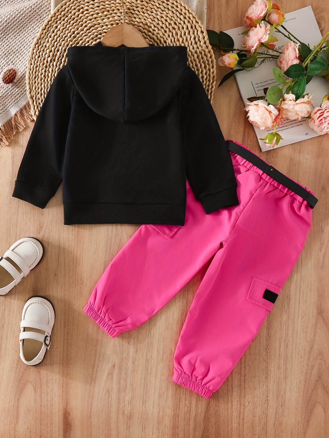 YORK Girl's Hoodie & Cargo Pants Set for Toddler Kids