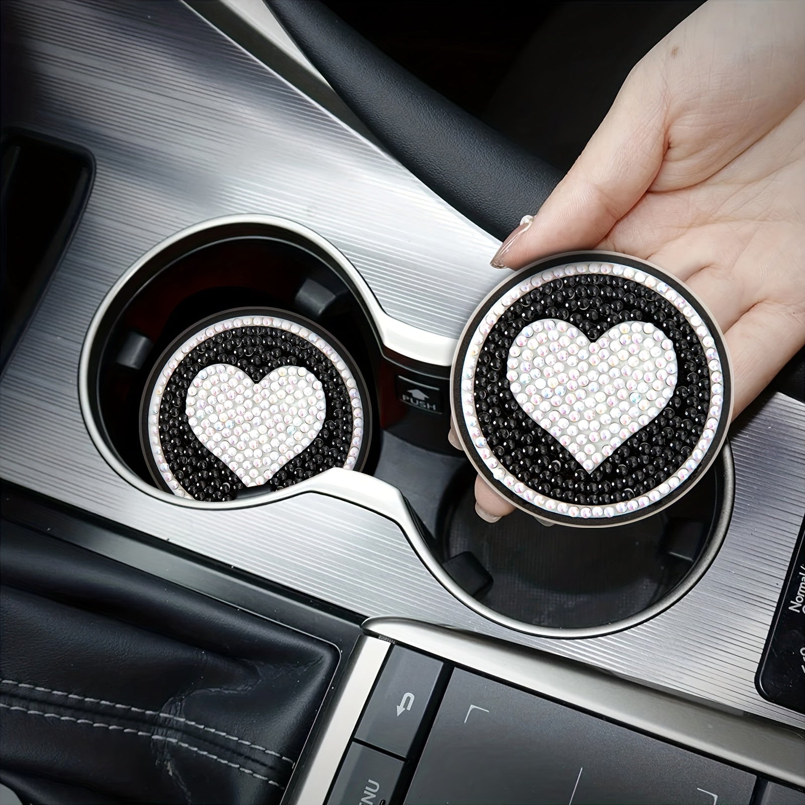 2pcs DIY Diamond Painting Car Coasters and Love Kits