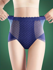 Geometric Pattern Mesh Briefs Comfy & Breathable Intimates Panties