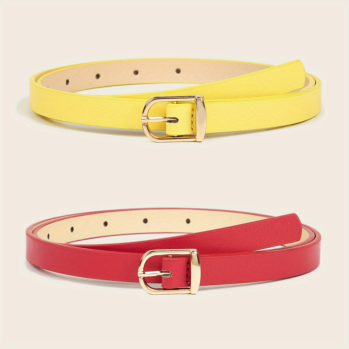 2pcs Pin Buckle Thin PU Belt Vintage Jeans Pants Belt For Women