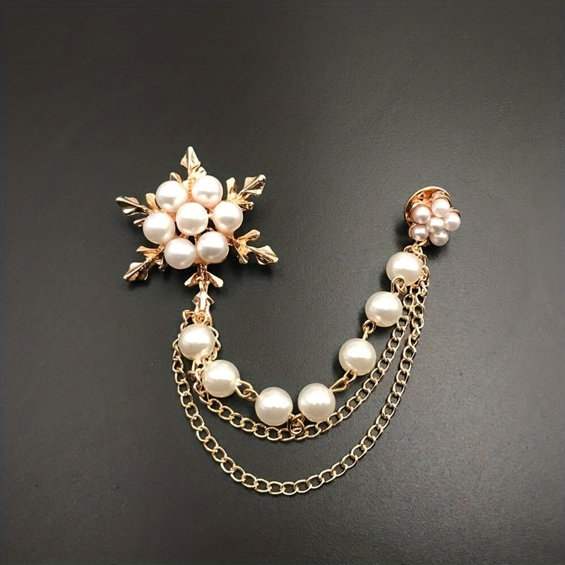 Pearl Ice Flower Tassel Brooch