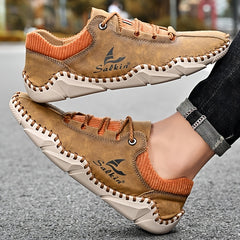 Men's Leather Lace-up Casual Walking Shoes