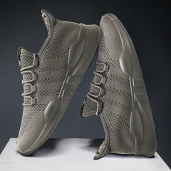 Men's Breathable Knit Lace Up Casual Shoes Non-slip Running Sneakers