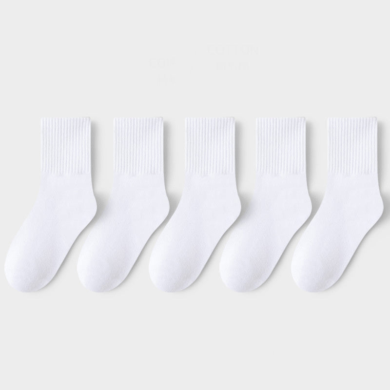5pairs Boys Girls Kids Causal Plain Breathable Crew Socks