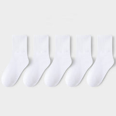 5pairs Boys Girls Kids Causal Plain Breathable Crew Socks