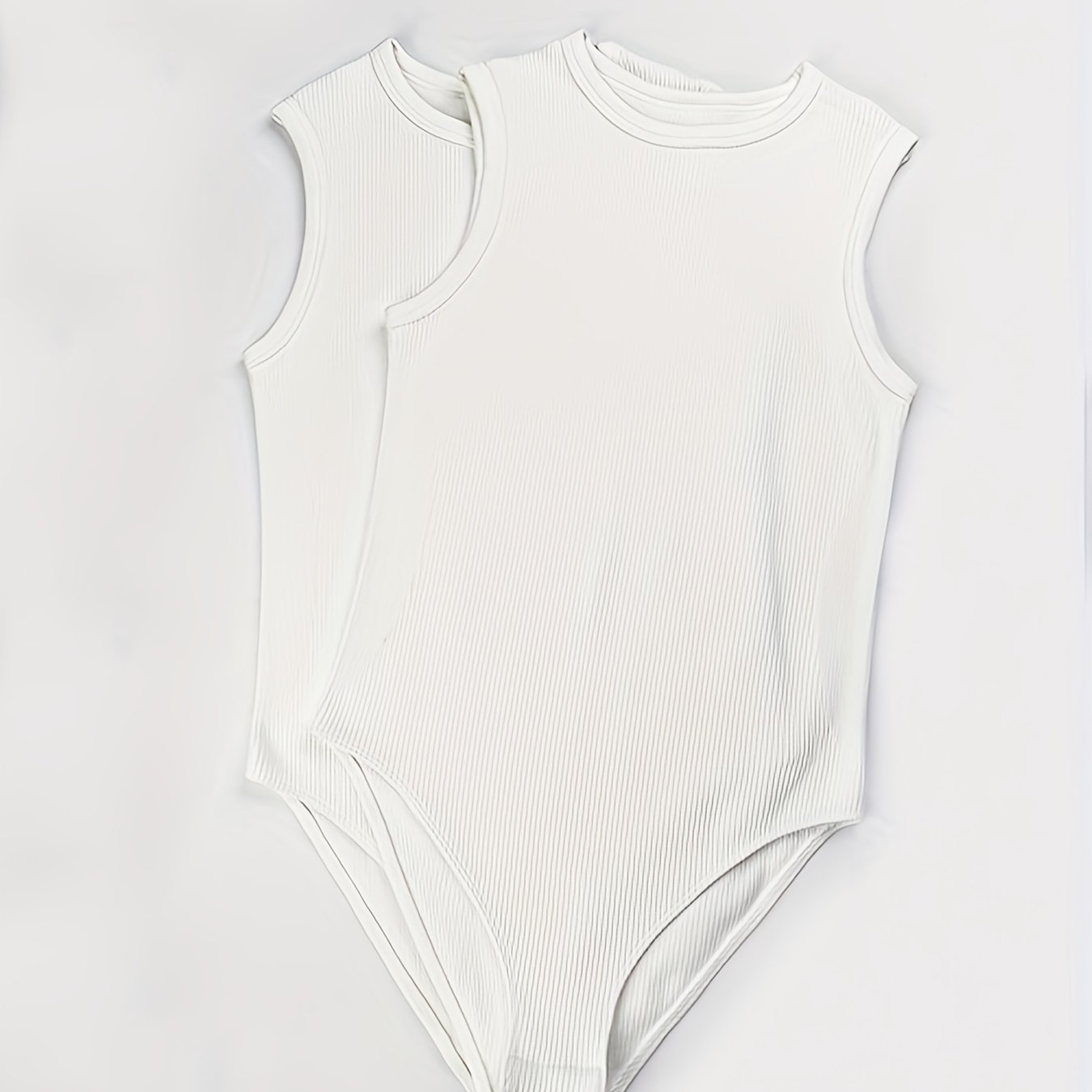 Ribbed Sports Bodysuit Short Sleeve Round Neck Jumpsuit