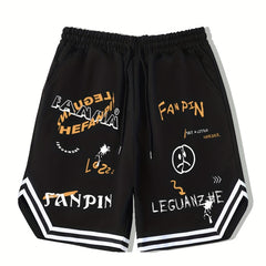 Men's Graffiti Graphic Drawstring Streetwear Shorts