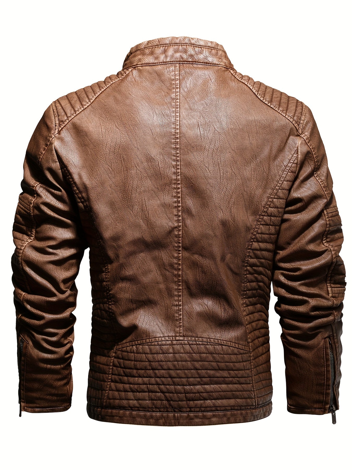 Men's Cozy Fleece PU Biker Jacket