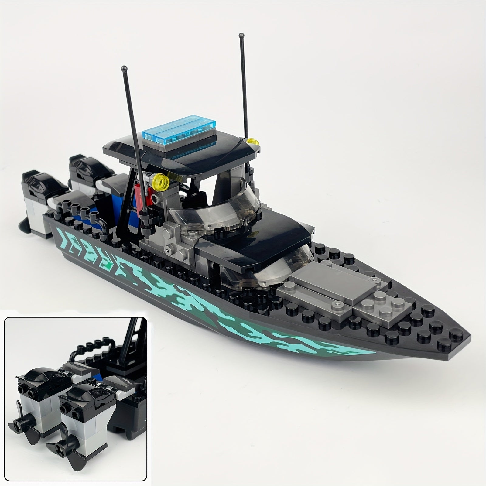 89pcs Detailed Yacht Building Block Model Set with Antenna & Flaps