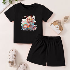 Toddler Cartoon Print T-shirt & Shorts Set
