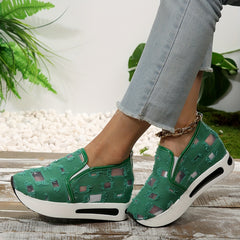 Mesh Ripped Slip On Chunky Sneakers Thick Sole Walking Shoes
