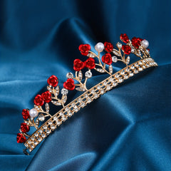 Crystal Rose Flower Headband Bridal Crown