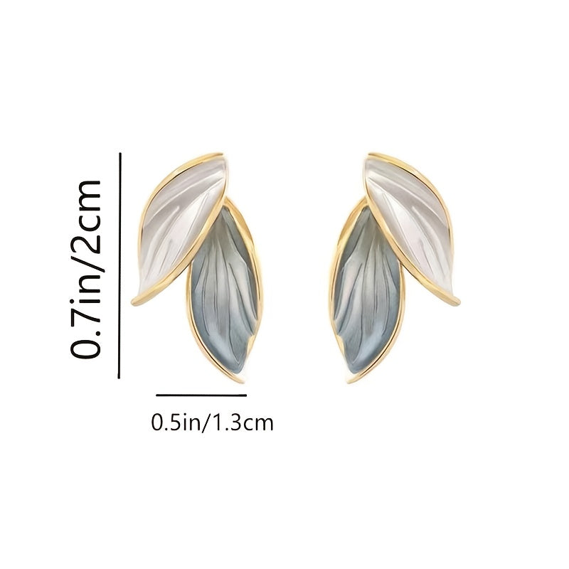2pcs Leaf Shape Stud Earrings Sweet Earrings For Girls Kids
