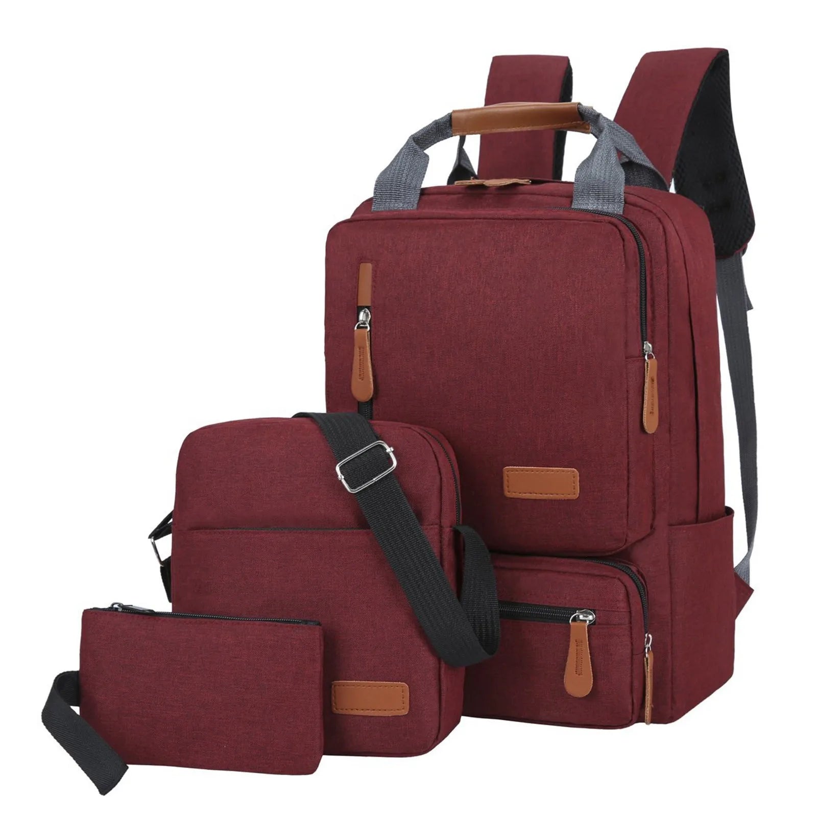 3pcs Canvas Laptop Backpacks Set for Travel School College Large