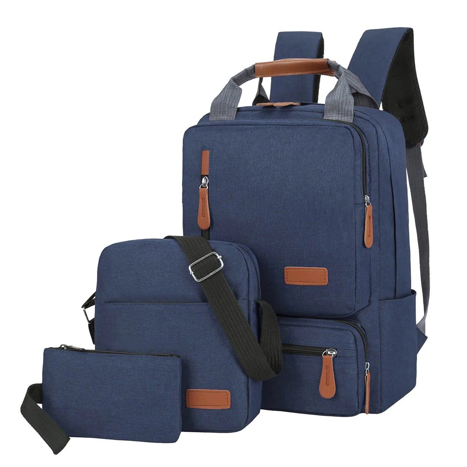 3pcs Canvas Laptop Backpacks Set for Travel School College Large
