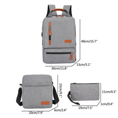 3pcs Canvas Laptop Backpacks Set for Travel School College Large