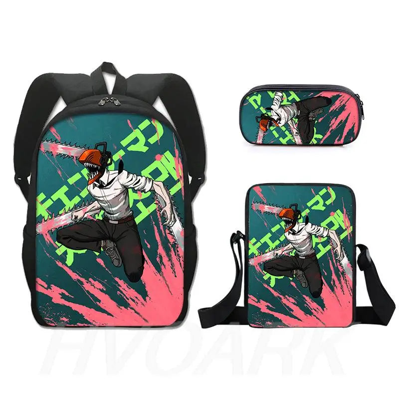 3pcs Chainsaw Man Pochita School Backpacks Boys Girls Schoolbag Teens Students P
