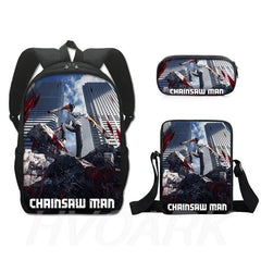 3pcs Chainsaw Man Pochita School Backpacks Boys Girls Schoolbag Teens Students P