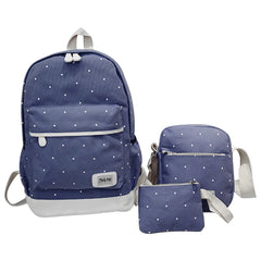 3pcs Girl Crossbody Bag Canvas Bookbag Backpack Set Polka Dot Pencil Case