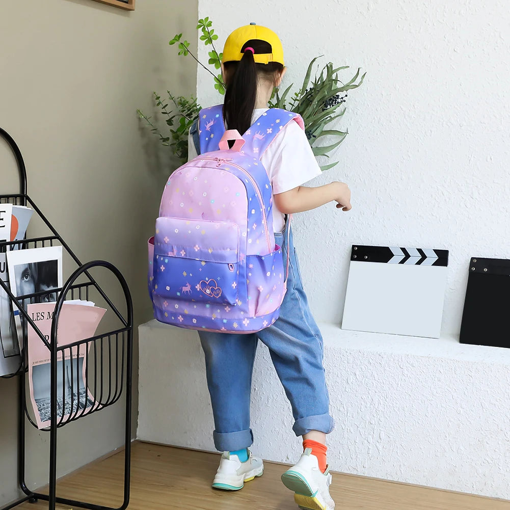 3pcs Nylon Backpack Shoulder Book Bags for Teenage Girls Cartoon Children