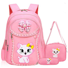 3pcs Cat Cartoon School Backpack for Girls