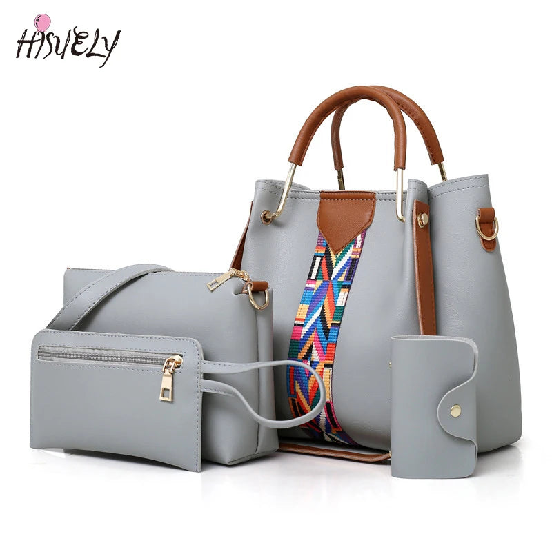 3pcs Set Composite Bag High Pu Leather Totes Bag Femal Handbag Crossbody Bags