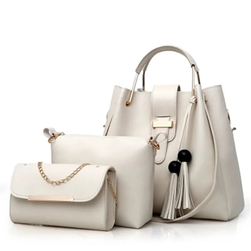 3pcs/Set Pu Leather Handbag Large Capacity Vintage Women Messenger Bag