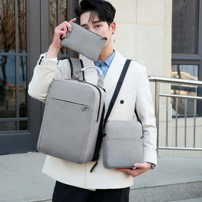 Canvas Men's Backpacks USB Laptop Business Shoulder Messenger Bag Rucksack