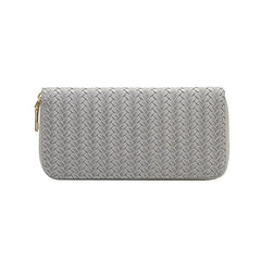 Women PU Weave Prints Large Capacity Waterproof Long Wallet