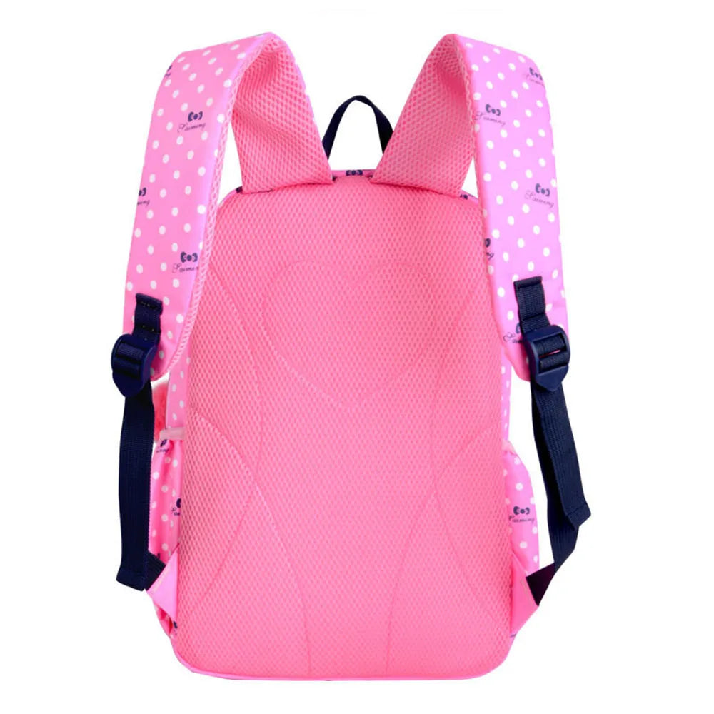 3pcs/set Dot Printing School Bags Backpack Kids Girls Student Mochilas