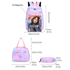 3pcs/set Laptop Backpack Women Nylon School Backpack Gradient W