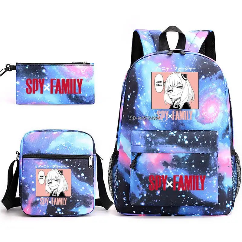 3pcs SPY FAMILY Anime Backpack Set for Kids Girls School Bag Travel Shoulder Bag