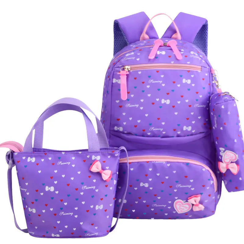 3pcs/set Dot Print Waterproof School Bags for Teenagers Girls Kids Backpacks