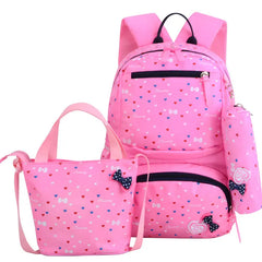 3pcs/set Dot Print Waterproof School Bags for Teenagers Girls Kids Backpacks