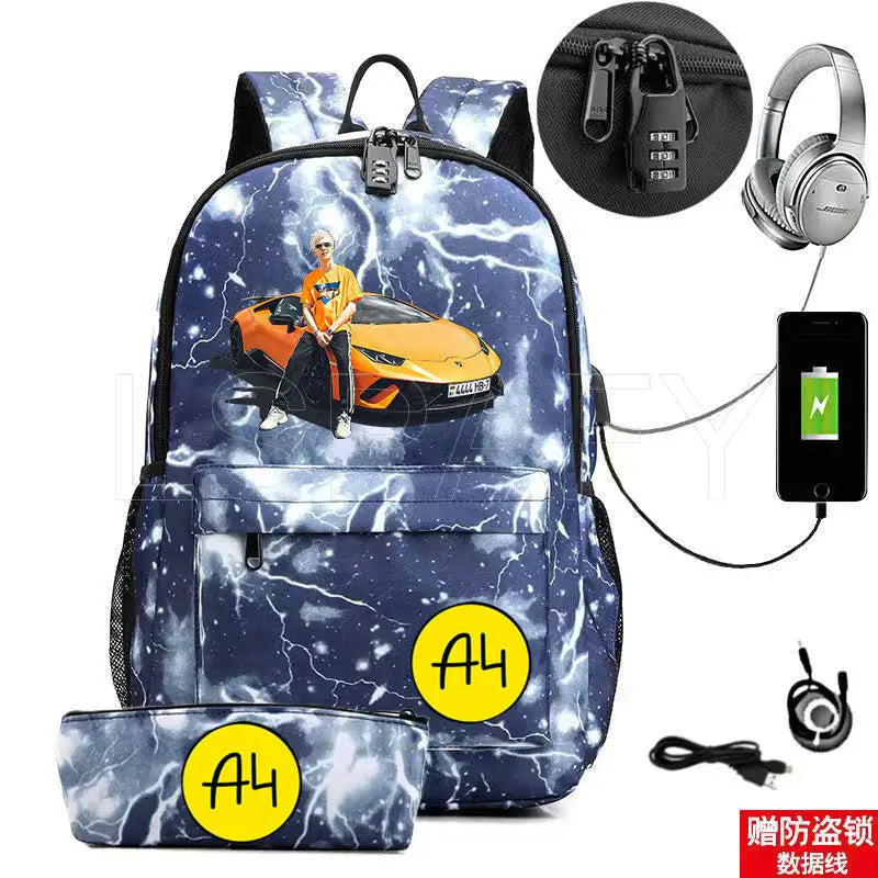 Anti-Theft USB Charge Backpack for Boys Girls - Canvas School Student Bag