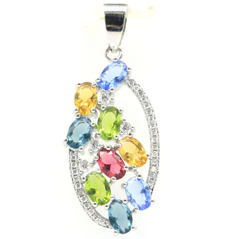 925 Silver Pendant with Topaz Citrine Peridot Tanzanite Tour