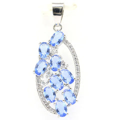 925 Silver Pendant with Topaz Citrine Peridot Tanzanite Tour